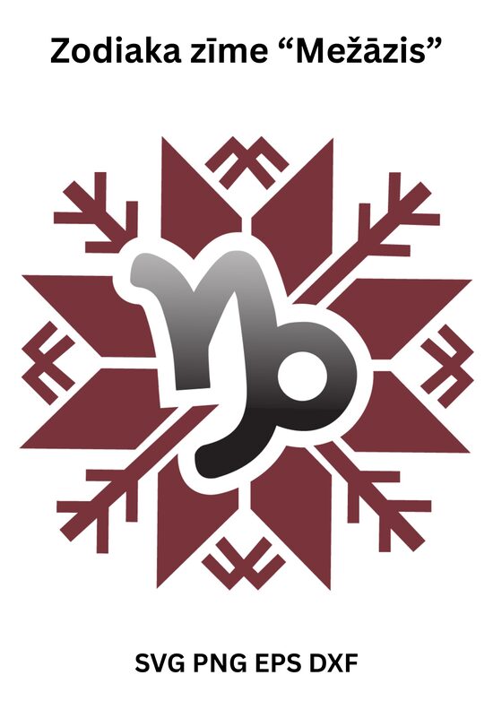 Stilizēts dizains Horoskopa zīmē Mežāzis Latvju Spēkā zīmē SVG PNG EPS DXF